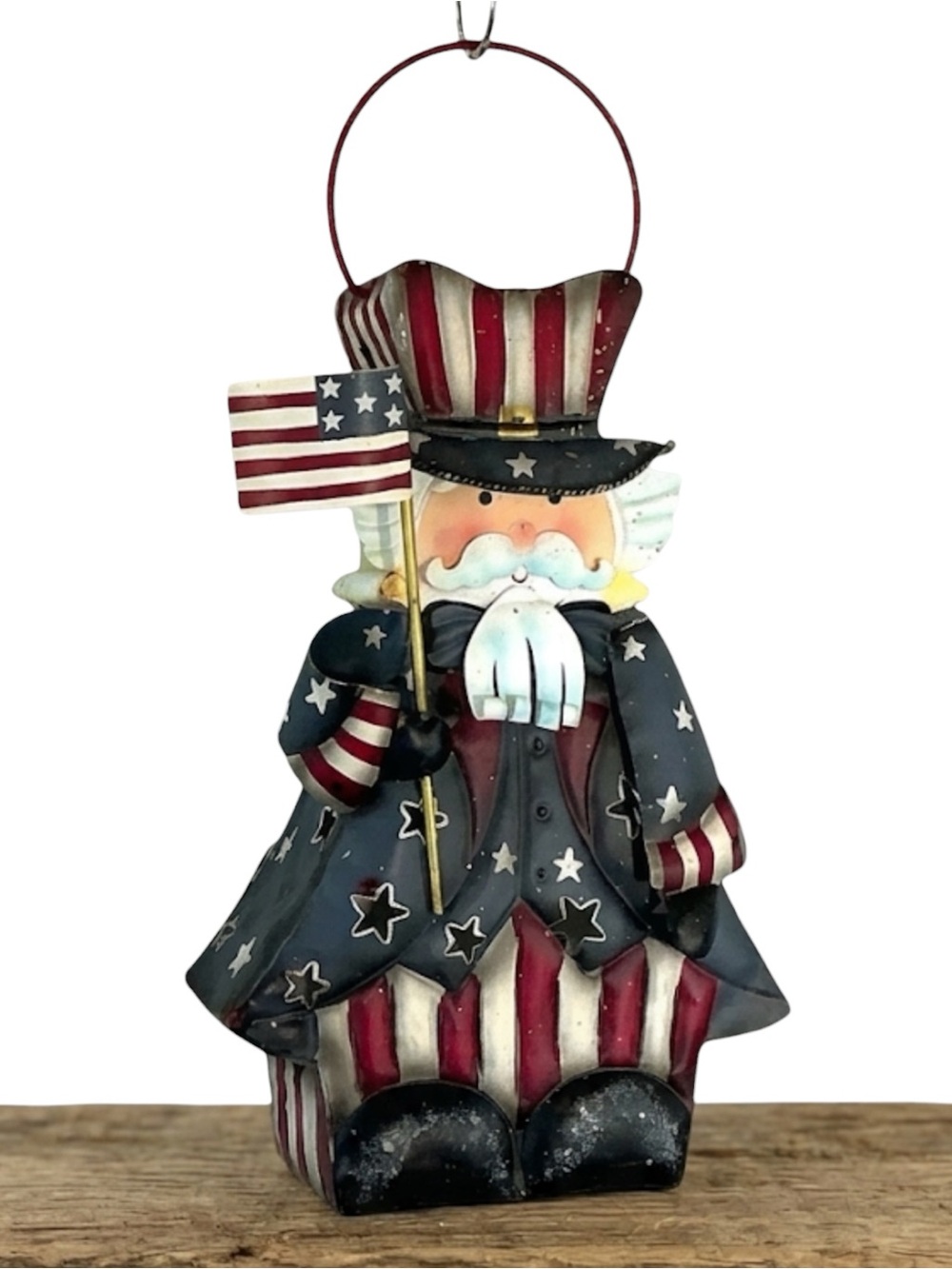 Americana Metal Uncle Sam Lantern Candle Holder Vintage Patriotic Home Interiors